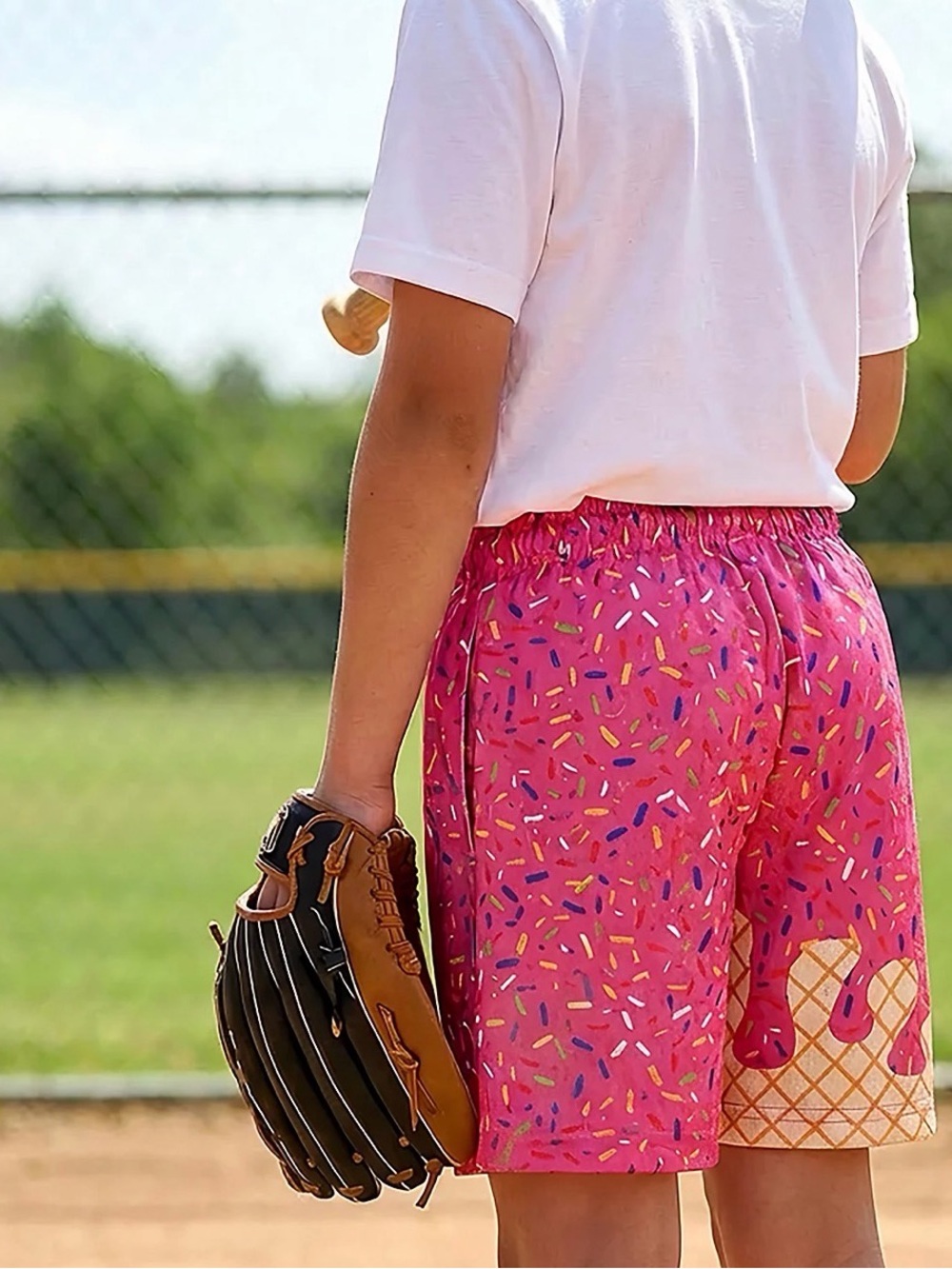 Baseball Lifestyle 101 Youth Ice Cream Shorts 5 In Pink Youth XL - Picture 7 of 12
